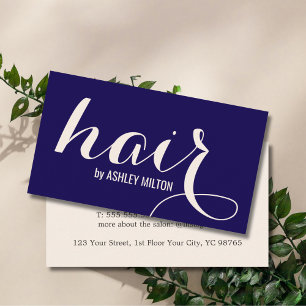 Elegant Stilvoll Creamy Beige Blue Bold Hair Visitenkarte