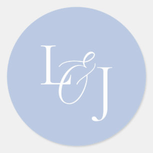 Elegant & stilvoll Dusty Blue Monogram Wedding Runder Aufkleber