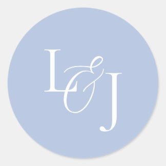 Elegant & stilvoll Dusty Blue Monogram Wedding Runder Aufkleber