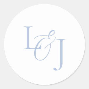 Elegant & stilvoll Dusty Blue Monogram Wedding Runder Aufkleber