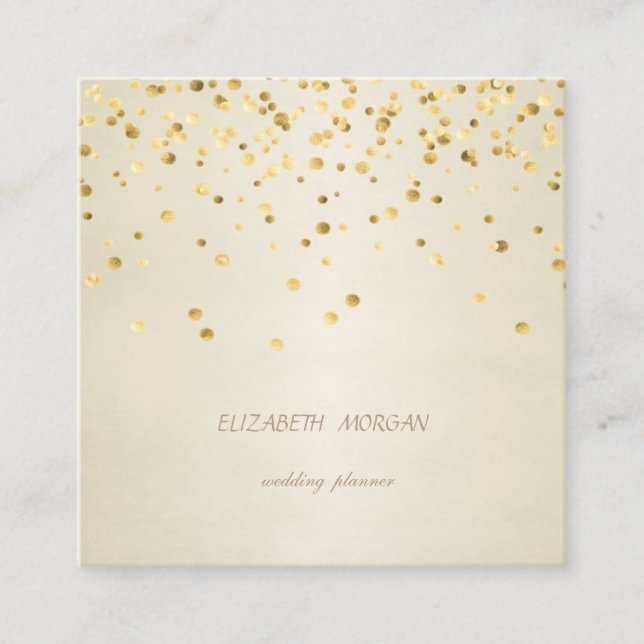 Elegant stilvoll Einfach, Imitate Gold Confetti Quadratische Visitenkarte (Vorderseite)