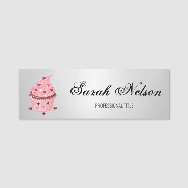 Elegant Stilvoll Funny Cupcake Namensschild (Vorderseite)