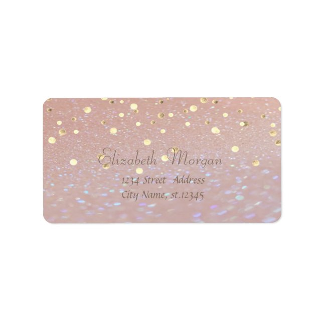Elegant stilvoll ,Fux Gold Foil Confetti Adressaufkleber (Vorne)