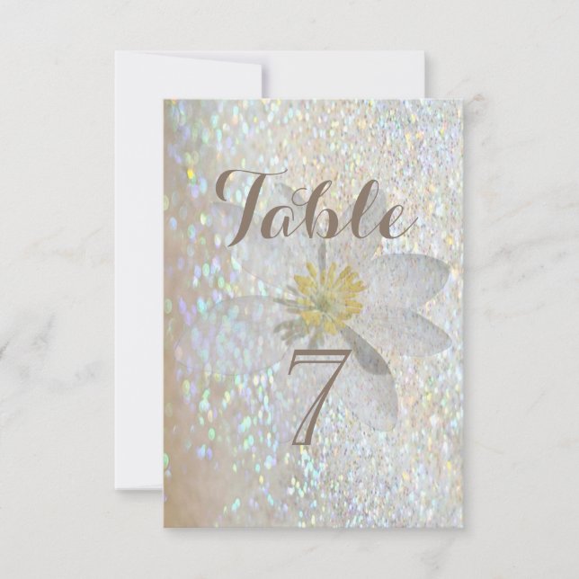 Elegant Stilvoll, Glitterie, Daisy Table Card Einladung (Vorderseite)