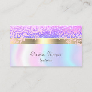 Elegant stilvoll Glittery Gold floral Holographic Visitenkarte