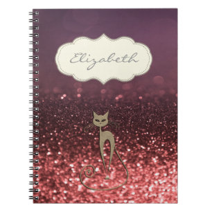 Elegant stilvoll, glitzernde Bokeh-Katze Notizblock
