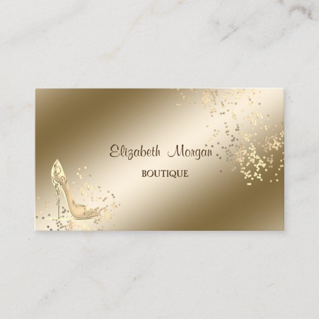 Elegant stilvoll,Gold Confetti,High Heels Visitenkarte (Vorderseite)