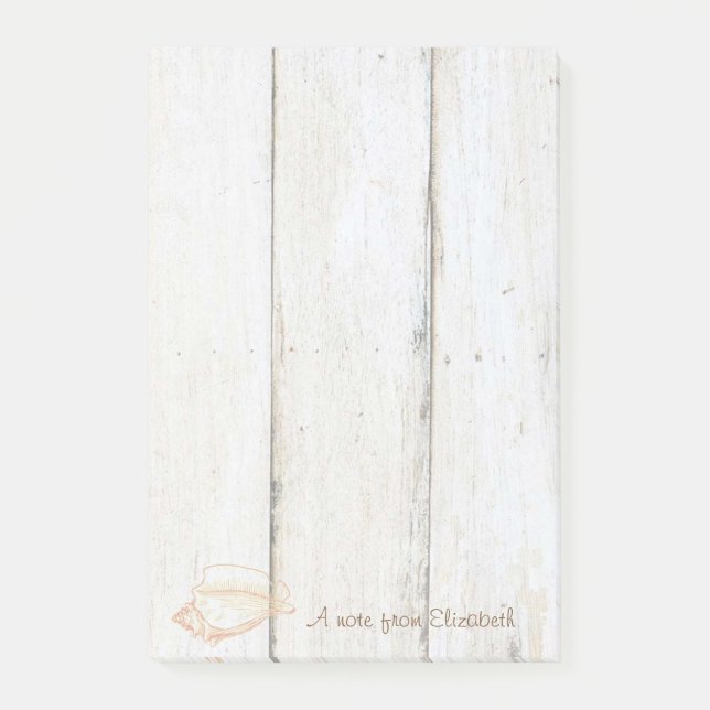 Elegant stilvoll ,Holztextur,Seashell Post-it Klebezettel (Vorderseite)