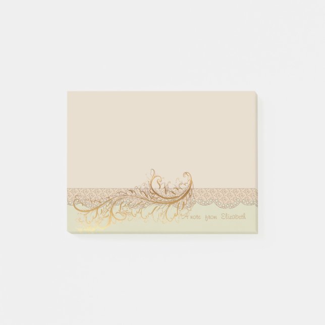 Elegant stilvoll,Imitate Gold Feather personalisie Post-it Klebezettel (Vorderseite)