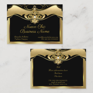 Elegant Stilvoll Mode Beige Gold Gems Black Visitenkarte