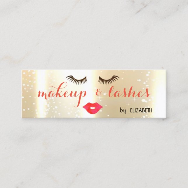 Elegant Stilvoll Modern Shinny, Lippen, Lashes Mini Visitenkarte (Vorderseite)
