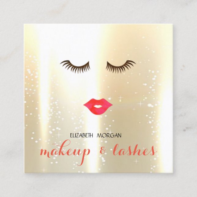 Elegant Stilvoll Modern Shinny, Lippen, Lashes Quadratische Visitenkarte (Vorderseite)