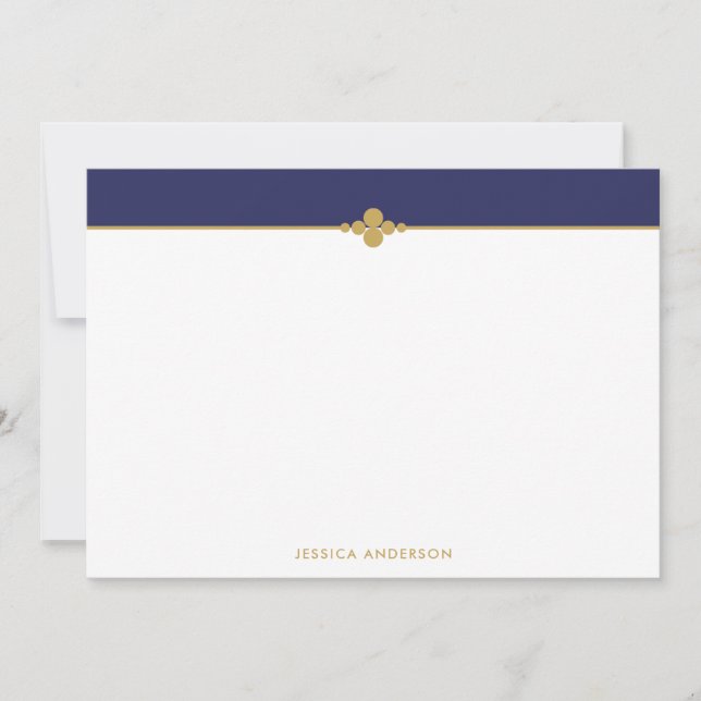 Elegant Stilvoll, Navy Blue Gold Personalisiert Mitteilungskarte (Vorderseite)