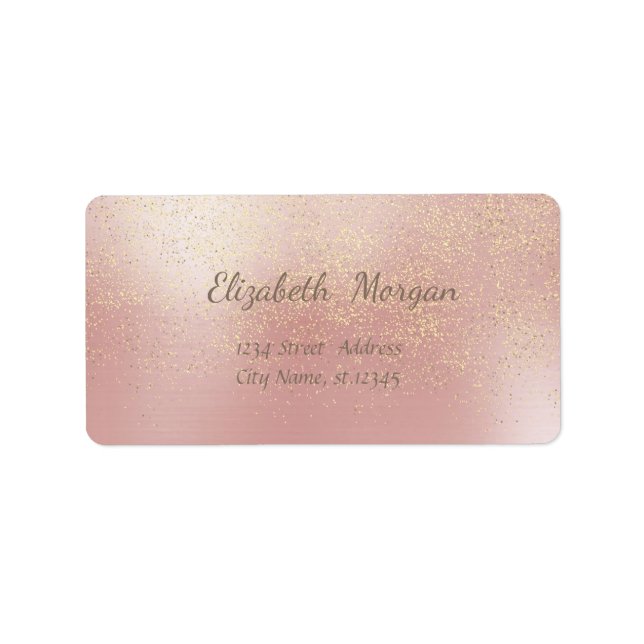 Elegant stilvoll ,rosa ,Fux Gold Foil Confetti Adressaufkleber (Vorne)