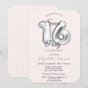 Elegant Stilvoll Rosa gestreift Sweet 16 Einladung