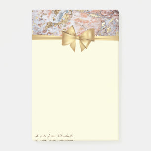 Elegant stilvoll, Schleife, Goldmarmor-Textur Glit Post-it Klebezettel