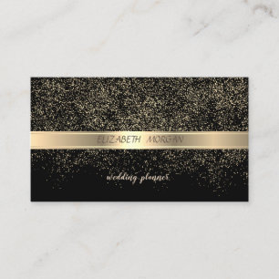 Elegant Stilvoll, schwarz, Gold Confetti Visitenkarte