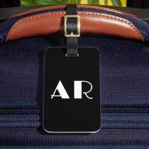 Elegant Stilvoll Schwarz-weißes Monogramm Gepäckanhänger
