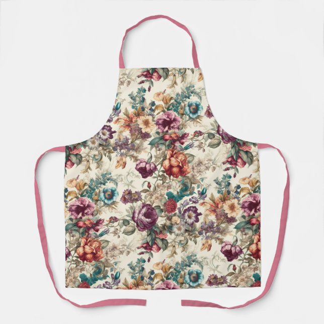 Elegant Stilvoll Vintag Inspiriert Blumen Schürze (Vorderseite)