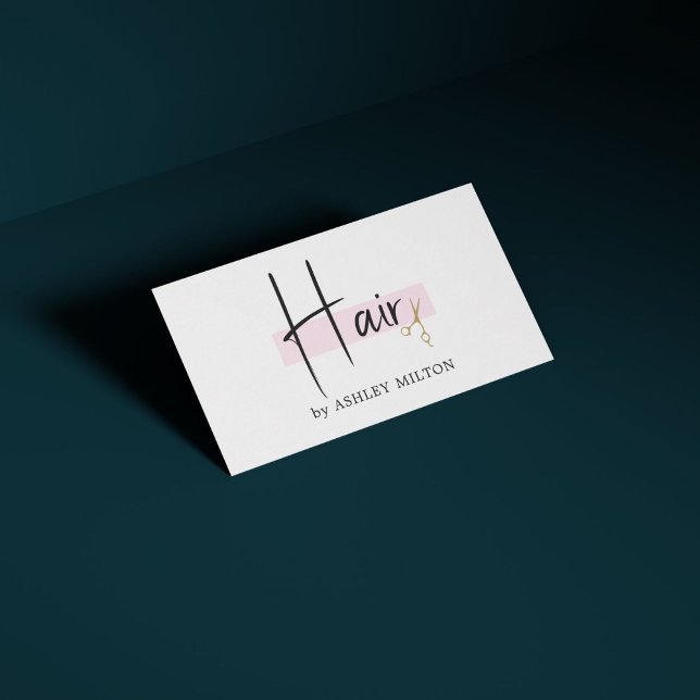 Elegant Stilvoll Weißes Rose Golden Scissors Hair Visitenkarte (Von Creator hochgeladen)