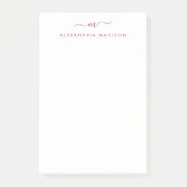 Elegant Stilvolle Girly Script Monogram Magenta Pi Post-it Klebezettel