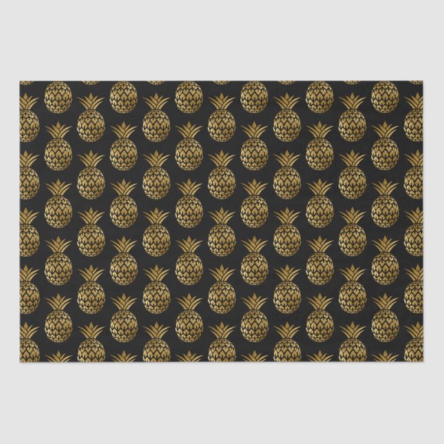 Elegant Stilvolle Glam Navy Blue Gold Ananas Seidenpapier (Vorderseite)