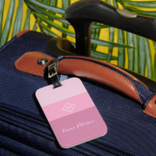 Elegant Stilvolle Monogram Script Name Pink Gepäckanhänger