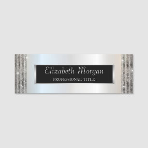 Elegant Stilvolle Silver Frame Sequins Namensschild