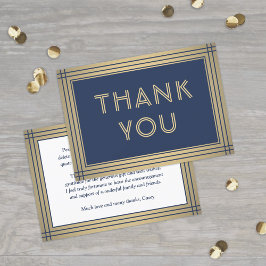 Elegant Stilvolle Typografie Navy Blue & Gold Bord Dankeskarte