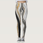 Elegant Stilvoller Schwarz-weißer Marmor Leggings<br><div class="desc">Eine moderne,  mädchenhafte Marmorstruktur Leggings.</div>