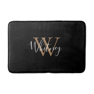 Elegant Stilvoller Skriptname Gold Black Monogram Badematte