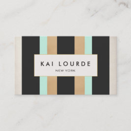 Elegant Stilvolles Türkis Gold und schwarz gestrei Visitenkarte