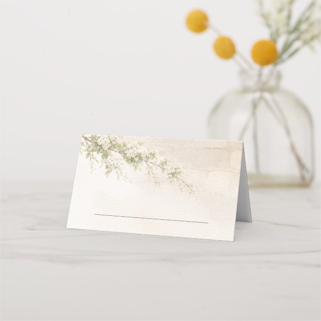 Elegant Stone & Floral Wedding Folded Place Card Platzkarte (Vorderseite)