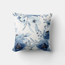 Elegant Stormy Blue Floral Watercolor