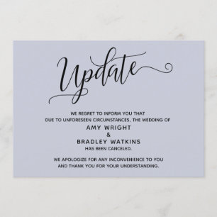 Elegant storniert Hochzeit Dusty Blue Ankündigung