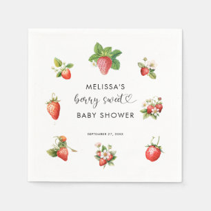 Elegant Strawberry Berry Sweet Girl Baby Shower Serviette