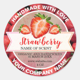 Elegant Strawberry Jam Runder Aufkleber