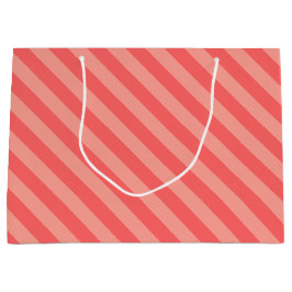 Elegant Strawberry Pink Striped Pattern Große Geschenktüte