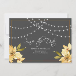 Elegant String Lights Floral Save the Date