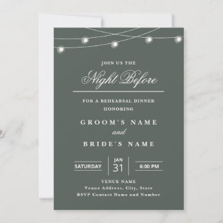 Elegant String Lights Rehearsal Dinner Invitation  Einladung