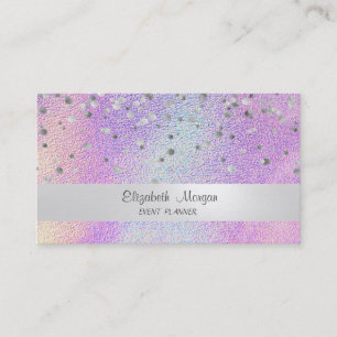 Elegant Stripe Confetti Holographic Visitenkarte
