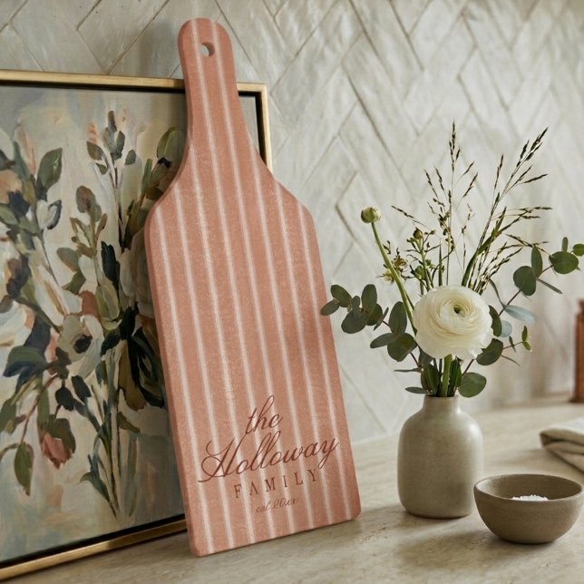 Elegant Stripe Script Typography Family Name  Schneidebrett (Elegant Stripe Script Typography Family Name Cutting Board)