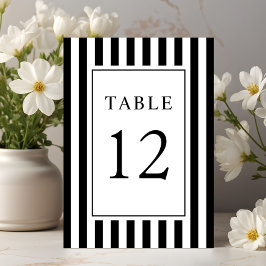  Elegant Striped Black And White Wedding Tischnummer