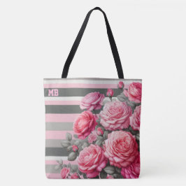 Elegant Striped Pink and Grey with Roses