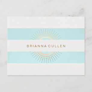 Elegant Striped Turquoise and Gold Circles Postkarte