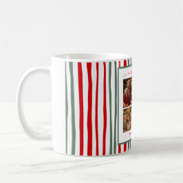 Elegant Stripes family Photo merry Christmas Kaffeetasse