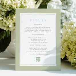 Elegant Stripes Sage Wedding Details Card Begleitkarte