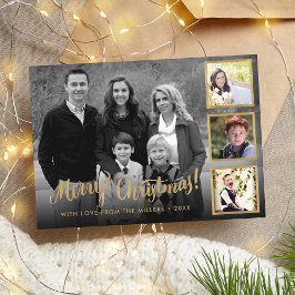 Elegant Styish Gold Merry Christmas Collage Feiertagskarte