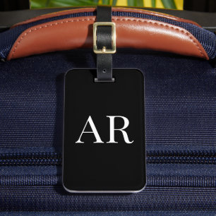 Elegant Stylisch 2 Monogramm Initiale Schwarz Gepäckanhänger