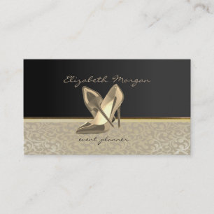Elegant Stylisch Chic,Damask,Schwarz,Absätze Visitenkarte